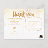 PixDezines Baby shower Dank u / Dazzled Faux Gold Briefkaart (Achterkant)