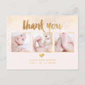 PixDezines Baby shower Dank u / Dazzled Faux Gold Briefkaart (Voorkant)