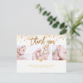PixDezines Baby shower Dank u / Dazzled Faux Gold Briefkaart (Staand voorkant)