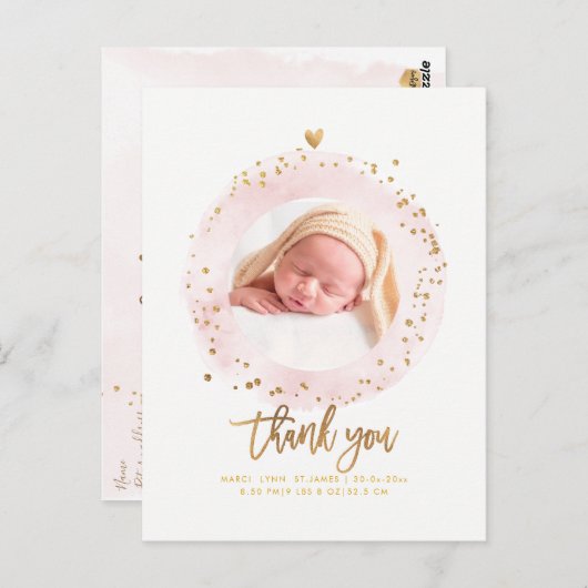 PixDezines Baby shower Dank u het Lijst van de Wat Briefkaart (Voorkant / Achterkant)