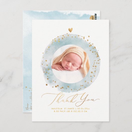 PixDezines Baby shower Dank u het Lijst van de Wat Briefkaart (Voorkant / Achterkant)