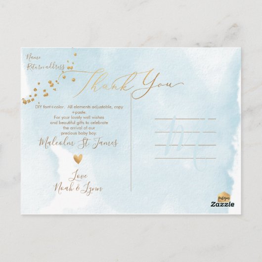 PixDezines Baby shower Dank u het Lijst van de Wat Briefkaart (Achterkant)