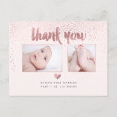 PixDezines Baby shower Hartelijk dank voor uw Roos Aankondigingskaart (Voorkant)