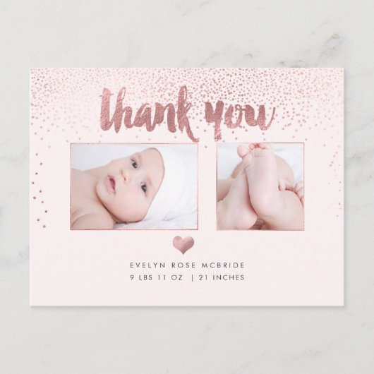 PixDezines Baby shower Hartelijk dank voor uw Roos Aankondigingskaart (Voorkant)