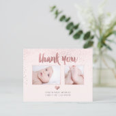 PixDezines Baby shower Hartelijk dank voor uw Roos Aankondigingskaart (Staand voorkant)