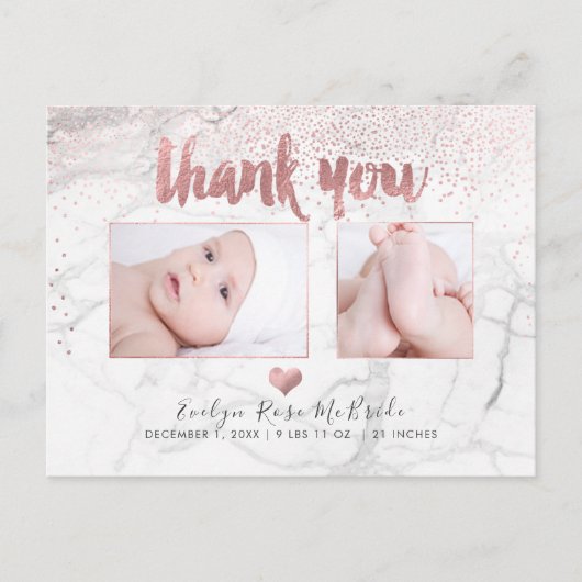 PixDezines Baby shower Hartelijk dank voor uw Roos Briefkaart (Voorkant)
