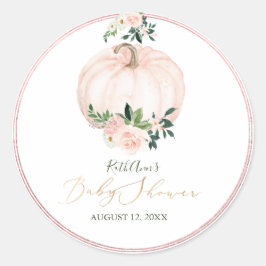 PixDezines Baby shower Waterverf Pompoen, Blush Ronde Sticker