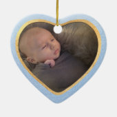 PixDezines Baby's 1e Kerstfoto, Baby Blauw Keramisch Ornament (Achterkant)