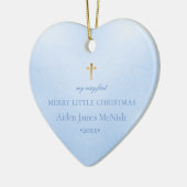 PixDezines Baby's 1e Kerstfoto, Baby Blauw Keramisch Ornament (Links)