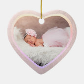 PixDezines Baby's 1e Kerstfoto, Blush Pink Keramisch Ornament (Achterkant)