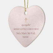 PixDezines Baby's 1e Kerstfoto, Blush Pink Keramisch Ornament (Links)