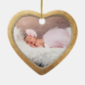 PixDezines Baby's 1e Kerstfoto, Gouden Keramisch Ornament (Achterkant)