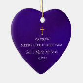 PixDezines Baby's 1e Kerstfoto, Violet Keramisch Ornament (Rechts)