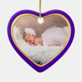 PixDezines Baby's 1e Kerstfoto, Violet Keramisch Ornament (Achterkant)