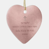 PixDezines Baby's eerste kerstfoto, Roos Gold Keramisch Ornament (Rechts)