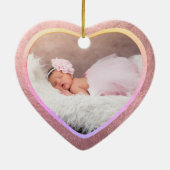 PixDezines Baby's eerste kerstfoto, Roos Gold Keramisch Ornament (Achterkant)