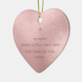 PixDezines Baby's eerste kerstfoto, Roos Gold Keramisch Ornament (Links)