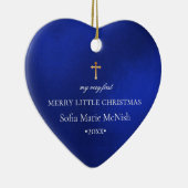 PixDezines Baby's eerste kerstfoto, Royal Blue Keramisch Ornament (Rechts)