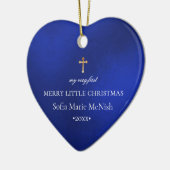 PixDezines Baby's eerste kerstfoto, Royal Blue Keramisch Ornament (Links)