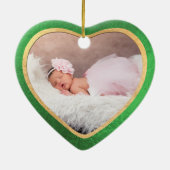 PixDezines Baby's eerste kerstfoto, Smaragd Keramisch Ornament (Achterkant)
