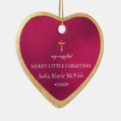 PixDezines Baby's Eerste Kerstmis, Rode Granaatapp Keramisch Ornament (Rechts)