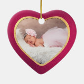 PixDezines Baby's Eerste Kerstmis, Rode Granaatapp Keramisch Ornament (Achterkant)