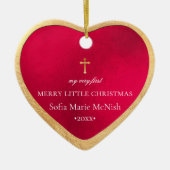 PixDezines Baby's Eerste Kerstmis, Rood Keramisch Ornament (Voorkant)