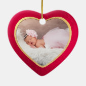 PixDezines Baby's Eerste Kerstmis, Rood Keramisch Ornament (Achterkant)