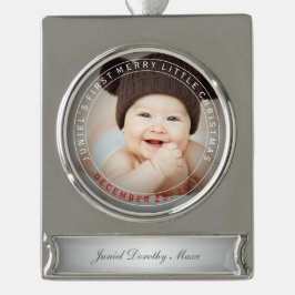 PixDezines Baby's Eerste Kerstmis Vakantie Foto Verzilverd Banner Ornament