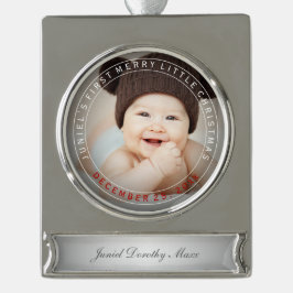 PixDezines Baby's Eerste Kerstvakantie Foto Verzilverd Banner Ornament