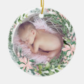 PixDezines Baby's eerste kerstwinter Wreath Keramisch Ornament (Voorkant)