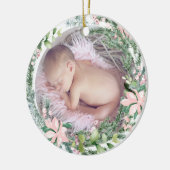 PixDezines Baby's eerste kerstwinter Wreath Keramisch Ornament (Links)