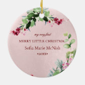 PixDezines Baby's eerste kerstwinter Wreath Keramisch Ornament (Achterkant)