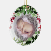 PixDezines Baby's eerste kerstwinter Wreath Keramisch Ornament (Rechts)