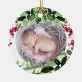 PixDezines Baby's eerste kerstwinter Wreath Keramisch Ornament (Voorkant)