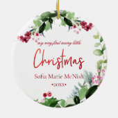 PixDezines Baby's eerste kerstwinter Wreath Keramisch Ornament (Achterkant)