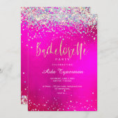 PixDezines Bachelorette Party Holografische Confet Kaart (Voorkant / Achterkant)