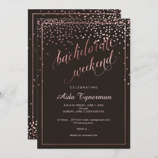 PixDezines Bachelorette Weekend Faux Roos Gold Kaart (Voorkant / Achterkant)