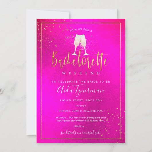 PixDezines Bachelorette Weekend Hot in Flashy Roze Kaart (Voorkant)