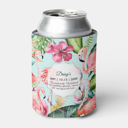 PixDezines Bachelorette Weekend Pink Flamingos DIY Blikjeskoeler (Blikje Voorkant)