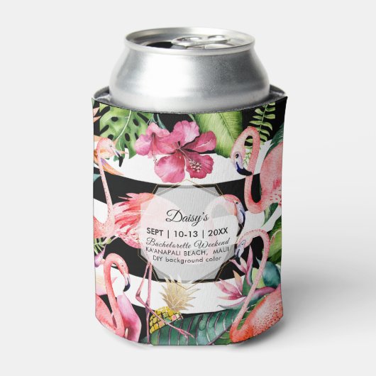 PixDezines Bachelorette Weekend Roze Flamingos DIY Blikjeskoeler (Blikje Voorkant)