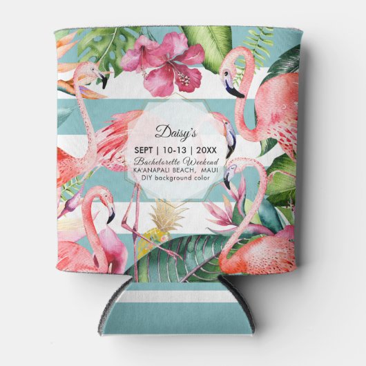 PixDezines Bachelorette Weekend Roze Flamingos DIY Blikjeskoeler (Voorkant)