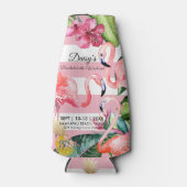 PixDezines Bachelorette Weekend Roze Flamingos DIY Flesjeskoeler (Voorkant)