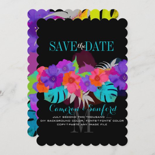 PixDezines bali kai/DIY background+fonts Save The Date (Voorkant / Achterkant)