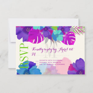 PixDezines bali kai/green/paars/DIY RSVP Kaartje