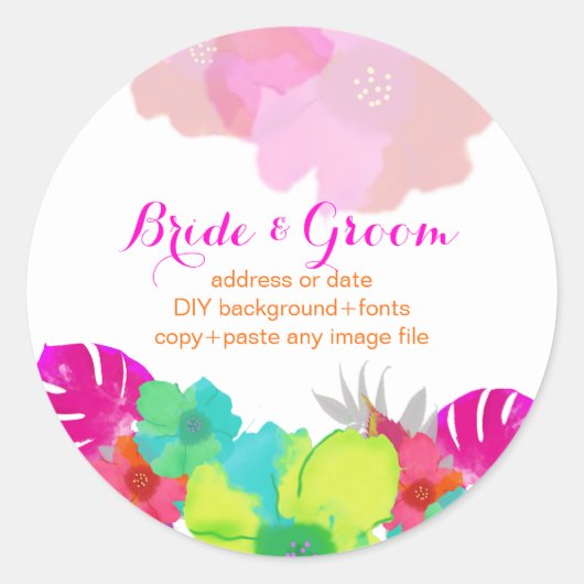 PixDezines bali kai/groen/roze/DIY Ronde Sticker (Voorkant)