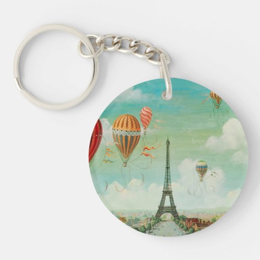 PixDezines ballonnen boven Parijs Sleutelhanger (Voorkant)