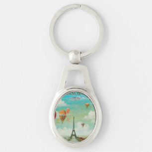 PixDezines  ballonnen boven Parijs Sleutelhanger