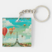 PixDezines  ballonnen boven Parijs Sleutelhanger (Achterkant)