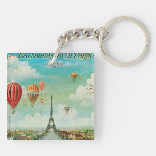 PixDezines  ballonnen boven Parijs Sleutelhanger (Achterkant)